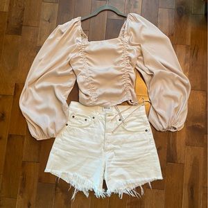 Agolde Parker Long Short in Panna Cotta size 24